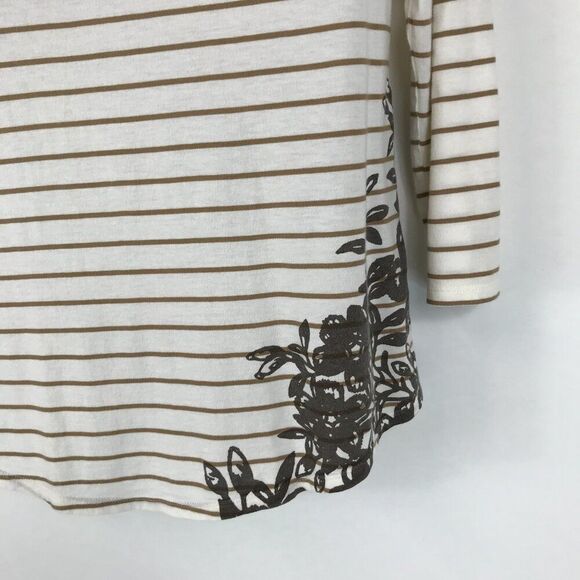 J. Jill Pima Floral Stripe Knit Top Women's Small Cotton Blend Stretch Casual - Picture 2 of 12
